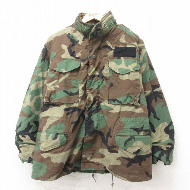 L★古着 長袖 ミリタリー フィールド ジャケット メンズ 80年代 80s M-65 ウッドランドカモ USA製 緑 グリーン 迷彩 25feb19 中古 アウター フライト