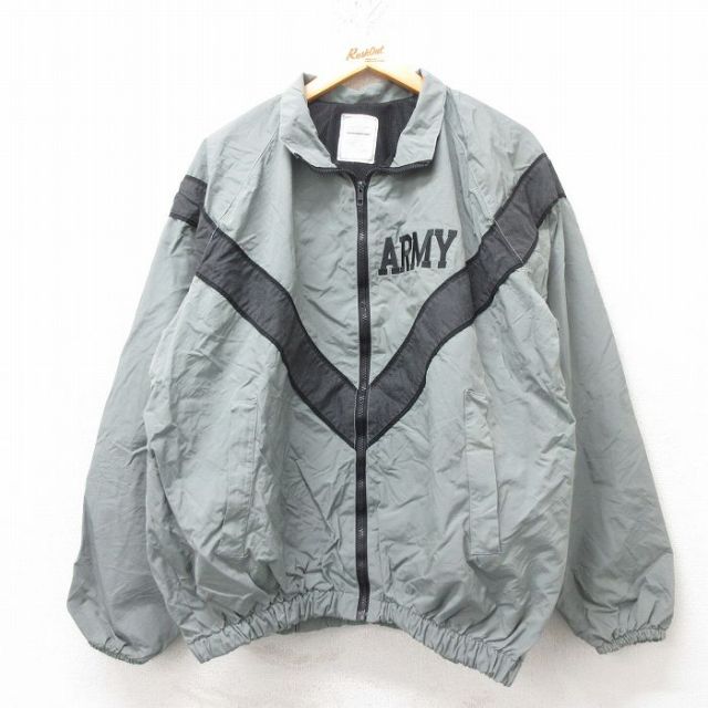L★古着 長袖 ミリタリー ナイロン ジャケット メンズ 00年代 00s アーミー ARMY リフレクター ラグラン USA製 グレー 内側メッシュ 25feb19 中古 アウター フライト