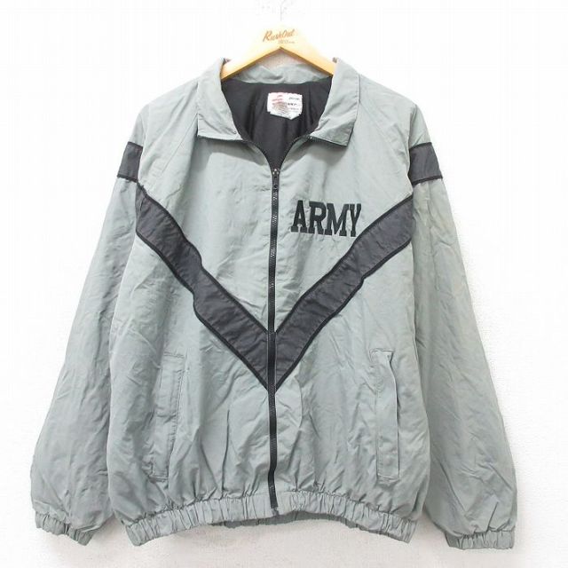 XL★古着 長袖 ミリタリー ナイロン ジャケット メンズ 90年代 90s アーミー ARMY リフレクター ラグラン USA製 グレー 内側メッシュ 25feb19 中古 アウター フライト