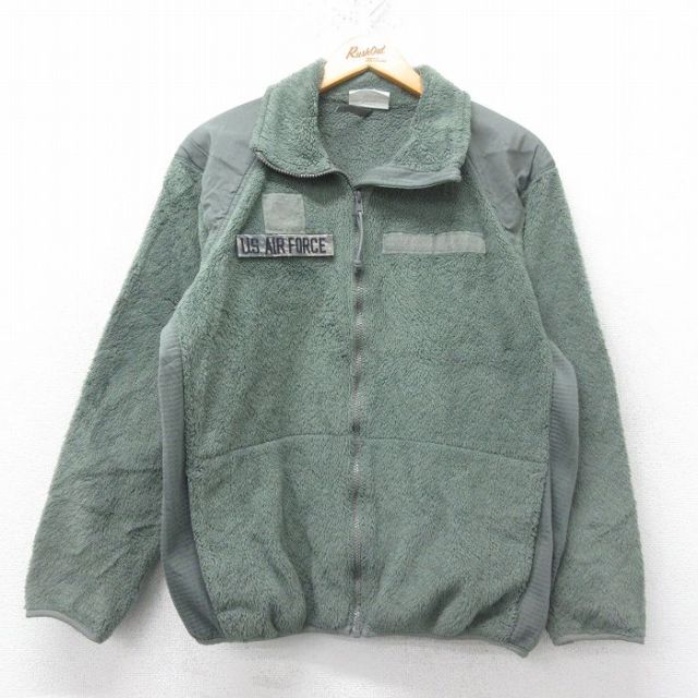 L★古着 長袖 ミリタリー フリース ジャケット メンズ GEN3 レベル3 USエアフォース ラグラン ポーラテック USA製 緑 グリーン 25feb26 中古 アウター フライト