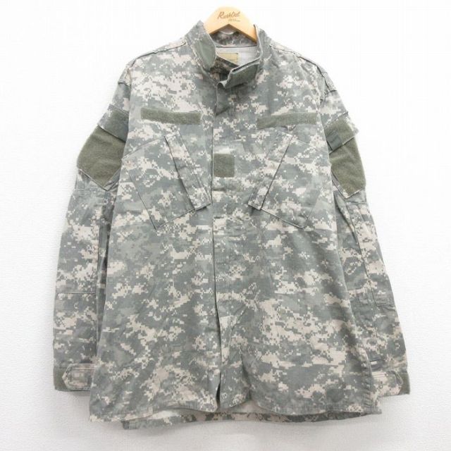 【50%OFF】XL★古着 長袖 ミリタリー ジャケット メンズ 00年代 00s アーミー ARMY コンバット リップストップ デジタルカモ 大きいサイズ USA製 グレー他 迷彩 25mar04 中古 アウター フライト