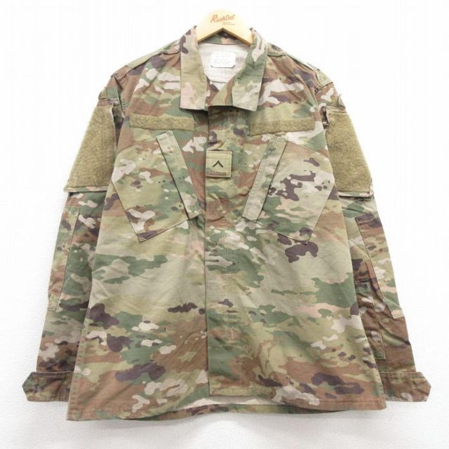 L★古着 長袖 ミリタリー ジャケット メンズ アーミー ARMY コンバット リップストップ ウッドランドカモ USA製 緑他 グリーン 迷彩 25mar04 中古 アウター フライト