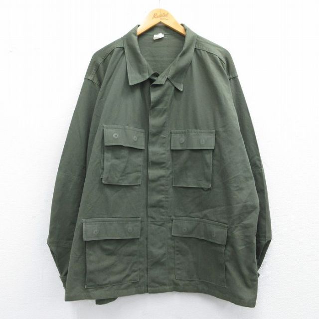 XL★古着 長袖 ミリタリー ジャケット メンズ 90年代 90s コンバット 大きいサイズ USA製 緑 グリーン 25mar21 中古 アウター フライト