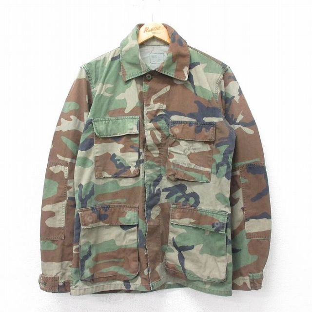 M★古着 長袖 ミリタリー ジャケット メンズ USMC コンバット ウッドランドカモ 緑 グリーン 迷彩 25apr12 中古 アウター フライト