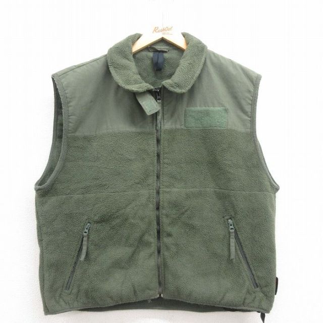 XL★古着 ミリタリー フリース ベスト メンズ ポーラテック 緑 グリーン 25sep04 中古 アウター