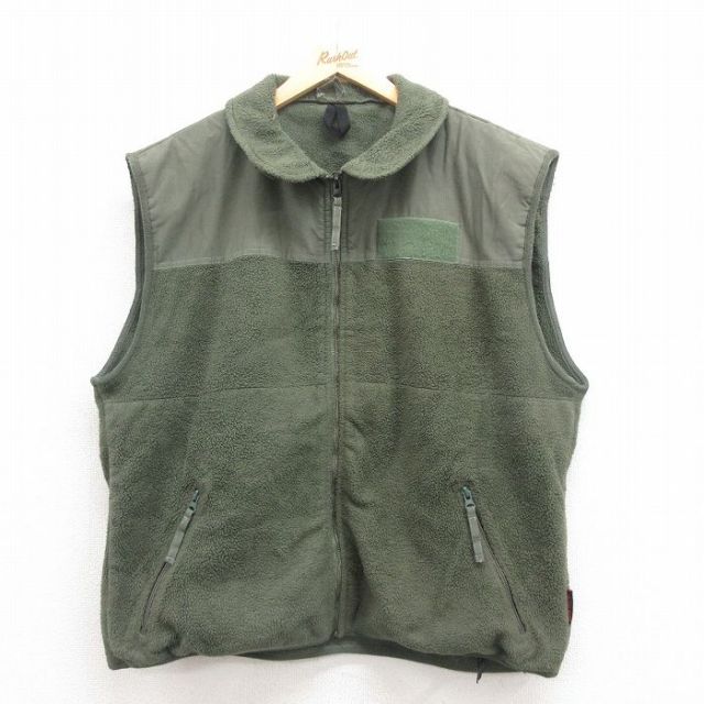 XL★古着 ミリタリー フリース ベスト メンズ ポーラテック 緑 グリーン 25sep04 中古 アウター
