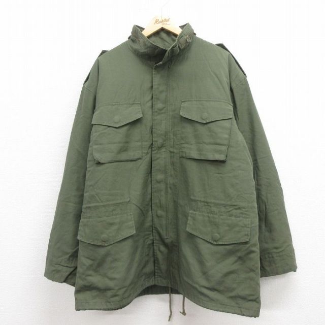 XL★古着 長袖 ミリタリー フィールド ジャケット メンズ M-65 ライナー付き 大きいサイズ ロング丈 緑 グリーン 25sep04 中古 アウター フライト