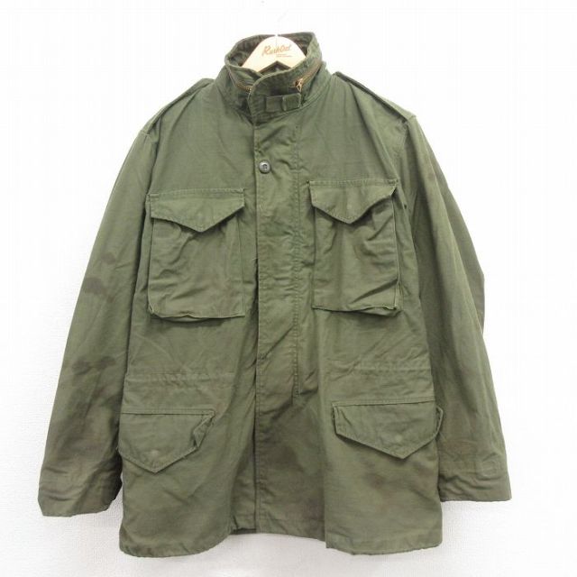 M★古着 長袖 ビンテージ ミリタリー フィールド ジャケット メンズ 70年代 70s M-65 USA製 薄緑 グリーン 25sep05 中古 アウター フライト