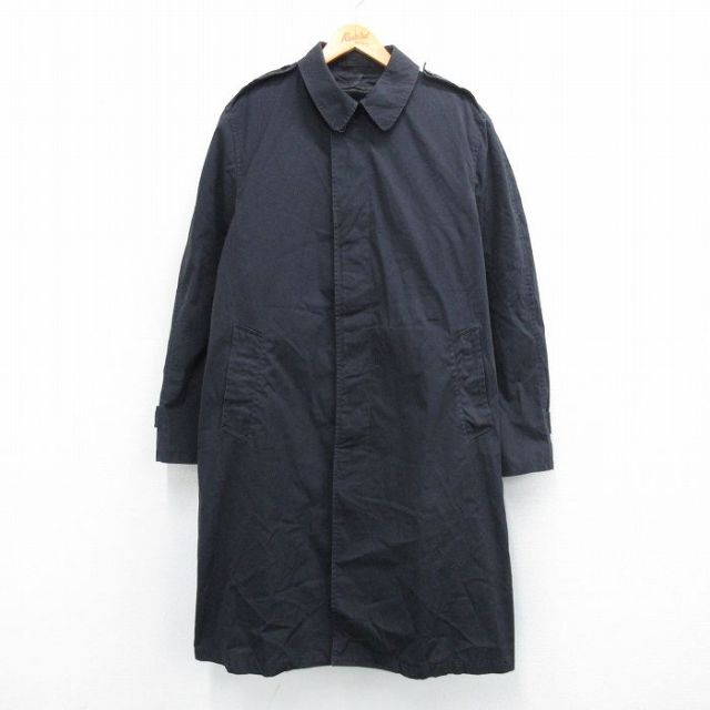 L★古着 長袖 ミリタリー コート メンズ 80年代 80s ロング丈 USA製 黒 ブラック 内側ファー 25sep27 中古 アウター