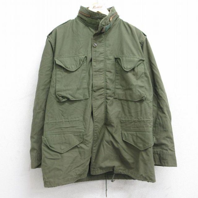 L★古着 長袖 ミリタリー フィールド ジャケット メンズ 90年代 90s M-65 ロング丈 USA製 濃緑 グリーン 25sep30 中古 アウター フライト