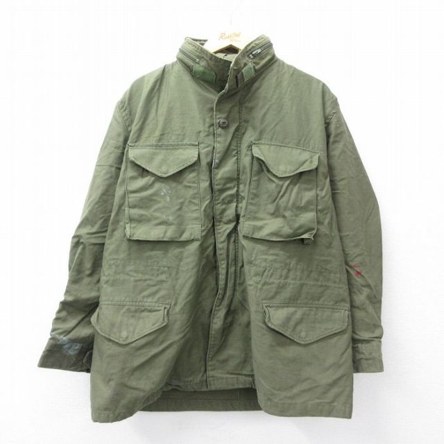 XL★古着 長袖 ミリタリー フィールド ジャケット メンズ 80年代 80s M-65 USA製 濃緑 グリーン 25oct01 中古 アウター フライト