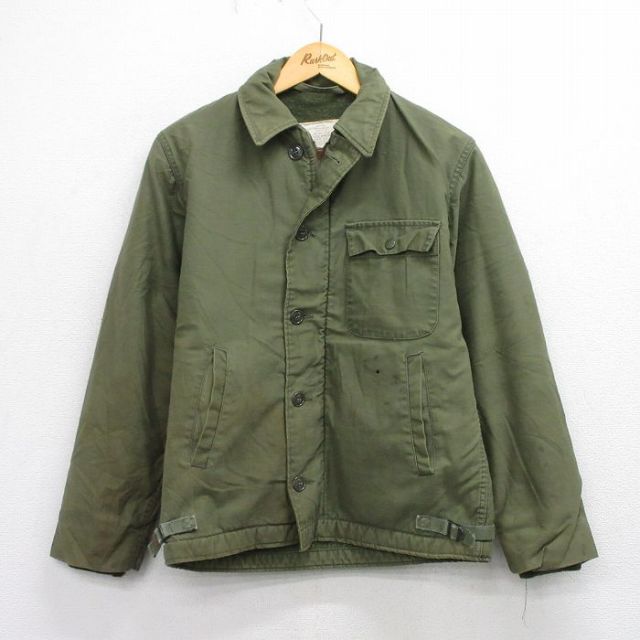 M★古着 長袖 ビンテージ ミリタリー ジャケット メンズ 70年代 70s A-2 USA製 濃緑 グリーン 【spe】 25oct03 中古 アウター フライト
