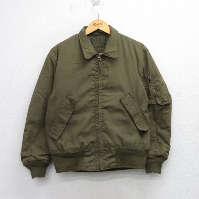 L★古着 長袖 ミリタリー タンカース ジャケット メンズ 80年代 80s USA製 濃緑 グリーン 【spe】 25oct03 中古 アウター フライト