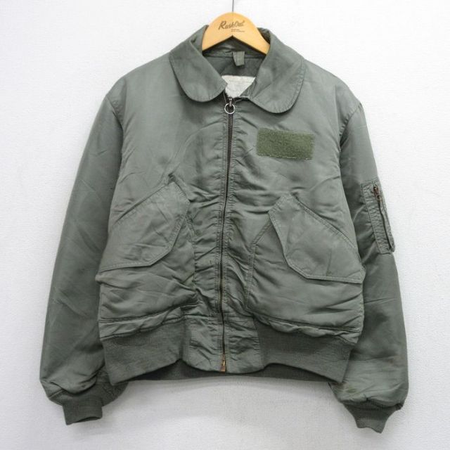 XL★古着 アビレックス アヴィレックス 長袖 ミリタリー ジャケット メンズ 80年代 80s CW-65/P USA製 濃緑 グリーン 25oct03 中古 アウター フライト