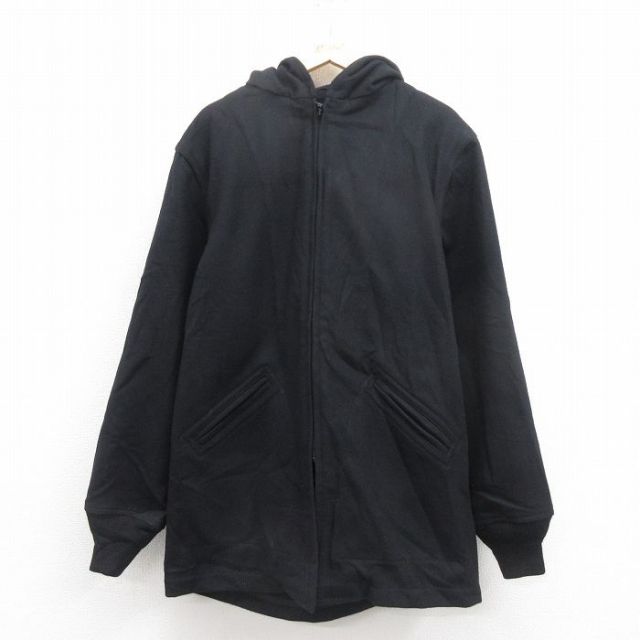 L★古着 ウールリッチ WOOLRICH 長袖 ミリタリー ガデット コート パーカー メンズ ロング丈 ウール USA製 黒 ブラック 【spe】 25oct04 中古 アウター