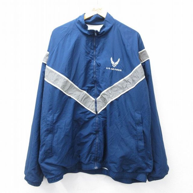 XL★古着 長袖 ミリタリー ジャケット メンズ 90年代 90s USエアフォース リフレクター ラグラン 大きいサイズ USA製 紺他 ネイビー 内側メッシュ 25oct14 中古 アウター フライト