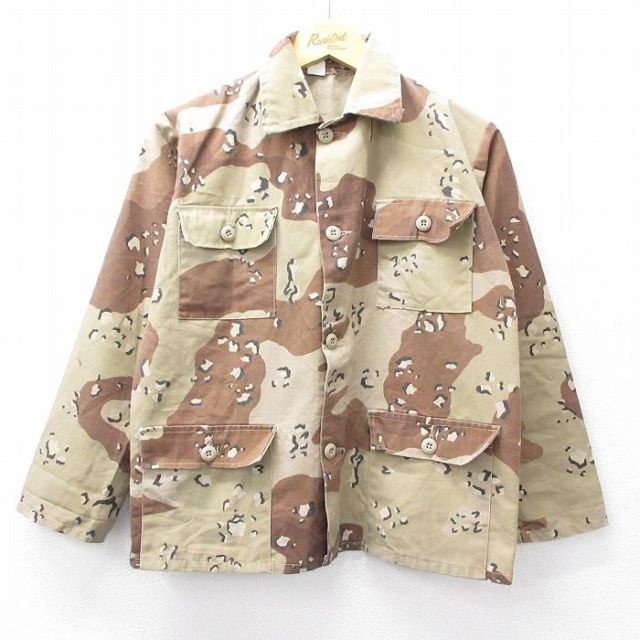 M★古着 長袖 ミリタリー ジャケット メンズ 90年代 90s デザートカモ チョコチップ USA製 ベージュ カーキ 迷彩 25oct14 中古 アウター フライト
