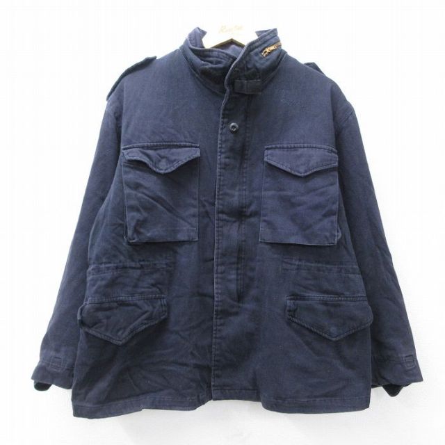 XL★古着 長袖 ミリタリー フィールド ジャケット メンズ M-65 濃紺 ネイビー 25oct16 中古 アウター フライト