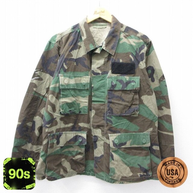 【50%OFF】ミリタリー 90s コンバットジャケット ウッドランドカモ グリーン L | 古着