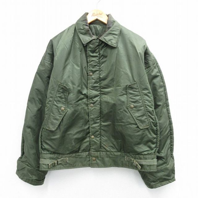 XL★古着 長袖 ビンテージ ミリタリー デッキ ジャケット メンズ 60年代 60s A-1 USネイビー NAVY USA製 濃緑 グリーン 【spe】 25oct22 中古 アウター フライト