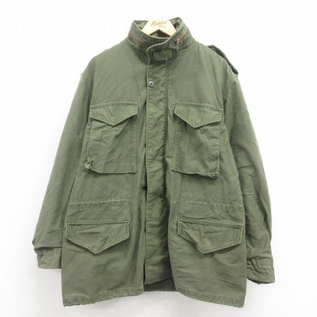 XL★古着 長袖 ミリタリー フィールド ジャケット メンズ 80年代 80s M-65 USA製 緑 グリーン 25oct25 中古 アウター フライト