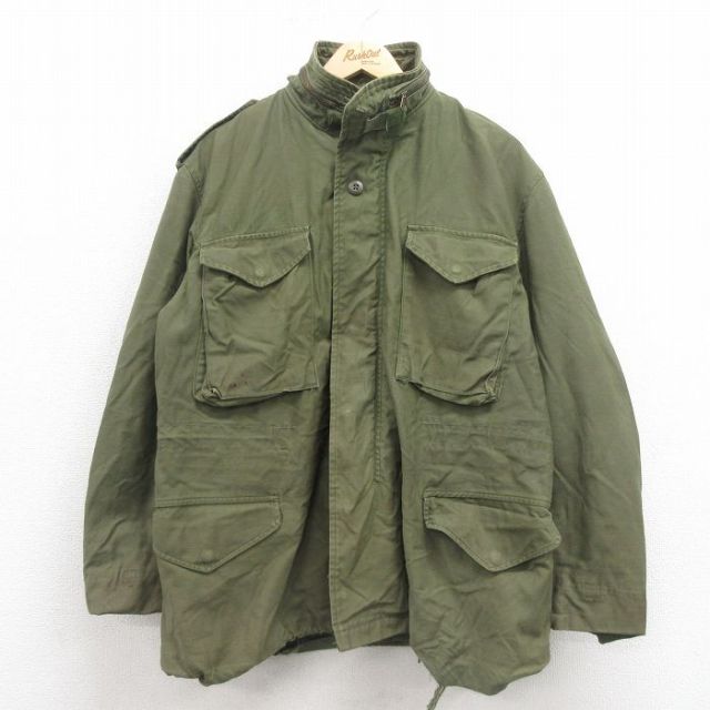 L★古着 長袖 ビンテージ ミリタリー ジャケット メンズ 70年代 70s M-65 USA製 緑 グリーン 25oct25 中古 アウター フライト