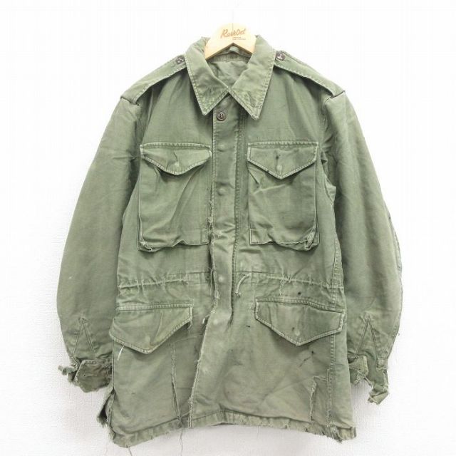 S★古着 長袖 ビンテージ ミリタリー フィールド ジャケット メンズ 50年代 50s M-51 ボロ USA製 緑 グリーン 【spe】 25oct25 中古 アウター フライト