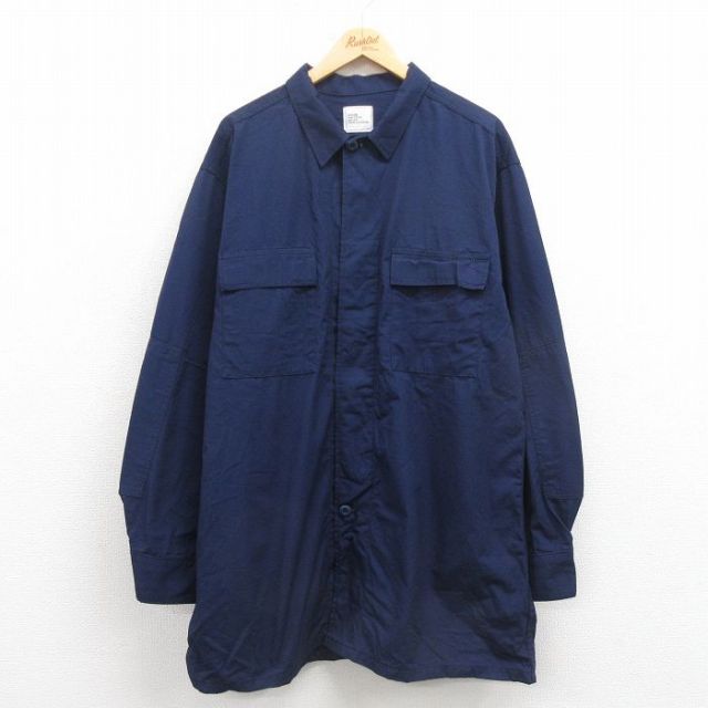 XL★古着 長袖 ビンテージ ミリタリー フィールド ジャケット メンズ 00年代 00s リップストップ ロング丈 USA製 紺 ネイビー 25oct25 中古 アウター フライト