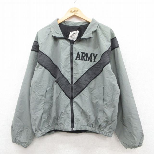 XL★古着 長袖 ミリタリー ナイロン ジャケット メンズ 00年代 00s アーミー ARMY リフレクター 大きいサイズ USA製 グレー他 内側メッシュ 25oct28 中古 アウター フライト