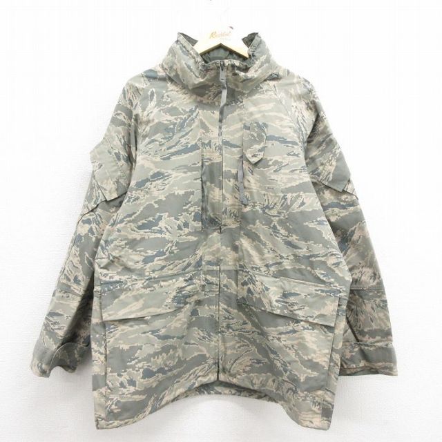 XL★古着 長袖 ミリタリー ナイロン ゴアテックス ジャケット メンズ 00年代 00s デジタルタイガーカモ ラグラン USA製 グレー 迷彩 25oct29 中古 アウター フライト