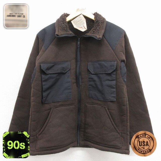 【50%OFF】ベア 90s ミリタリーフリースジャケット パイル ブラウン S | 古着