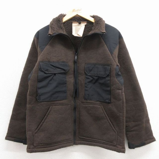 S★古着 長袖 ミリタリー ベア パイル フリース ジャケット メンズ 90年代 90s USA製 こげ茶 25nov12