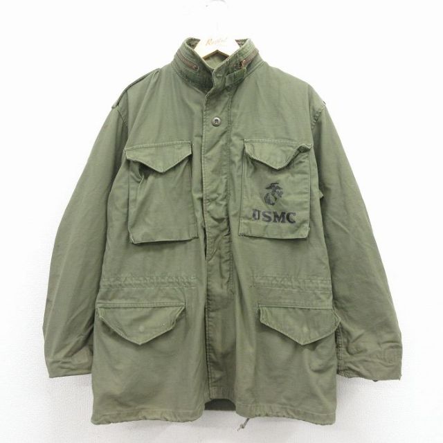 M★古着 長袖 ビンテージ ミリタリー フィールド ジャケット メンズ 70年代 70s M-65 USMC USA製 緑 25nov12