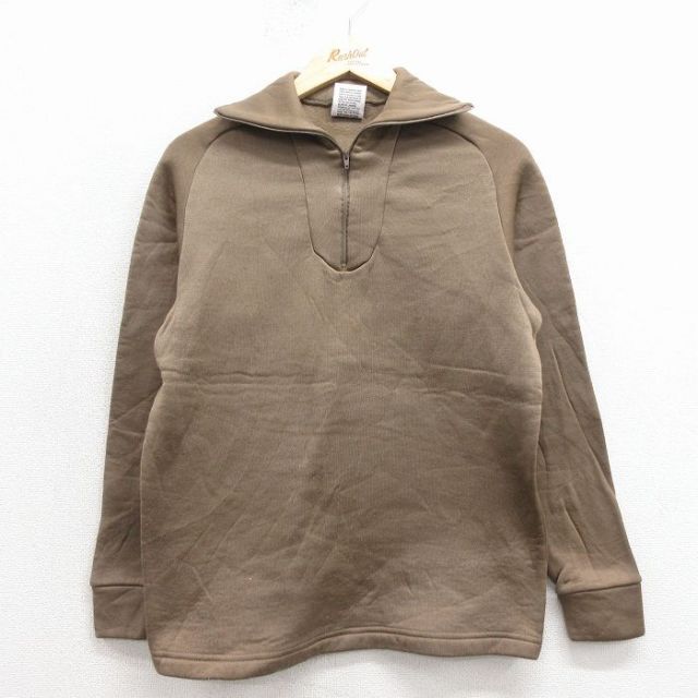 S★古着 長袖 ハーフジップ ミリタリー トップス メンズ 00年代 00s USA製 ベージュ 25nov17