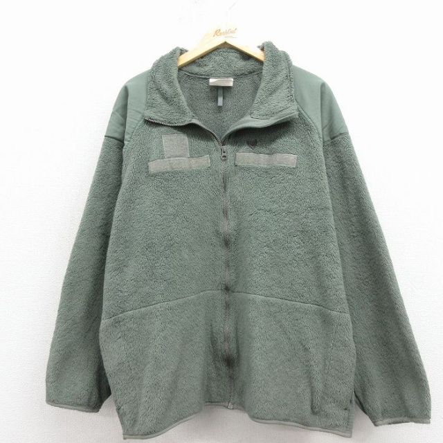 XL★古着 長袖 ミリタリー フリース ジャケット メンズ ECWCS GEN3 レベル3 ポーラテック 大きいサイズ ラグラン USA製 緑 25nov17