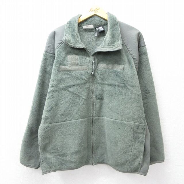 XL★古着 長袖 ミリタリー フリース ジャケット メンズ ECWCS GEN3 レベル3 ポーラテック 大きいサイズ USA製 緑系 25nov21