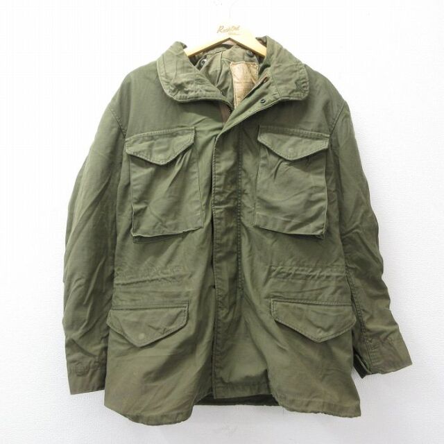 L★古着 長袖 ミリタリー フィールド ジャケット メンズ M-65 緑系 25nov21