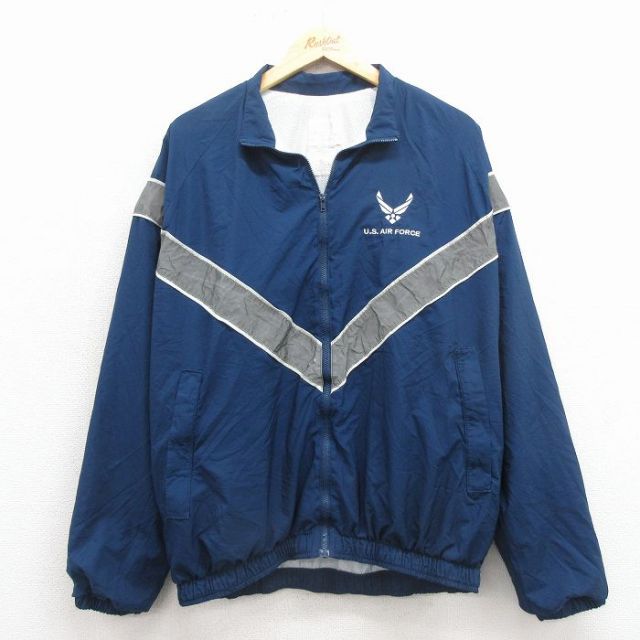 XL★古着 長袖 ミリタリー ジャケット メンズ USエアフォース リフレクター 紺他 内側メッシュ 25nov29