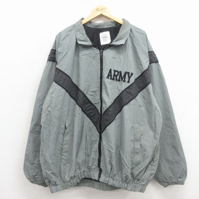 XL★古着 長袖 ミリタリー ナイロン ジャケット メンズ 00年代 00s アーミー ARMY リフレクター 大きいサイズ USA製 グレー系他 内側メッシュ 25nov29