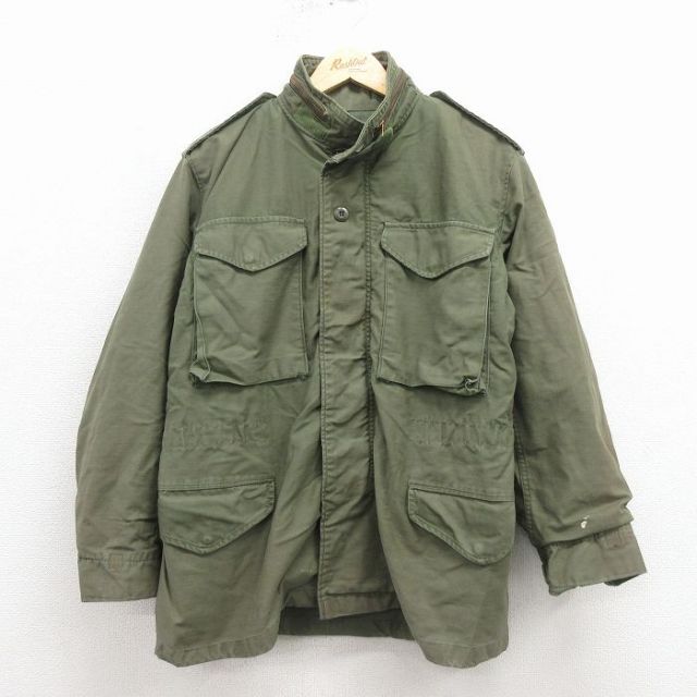 M★古着 長袖 ミリタリー フィールド ジャケット メンズ 80年代 80s M-65 USA製 緑 25nov29
