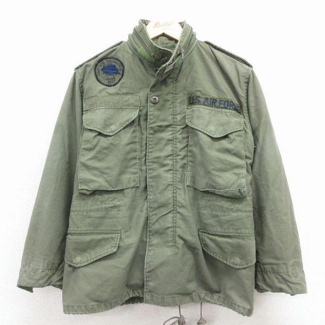S★古着 長袖 ミリタリー フィールド ジャケット メンズ 80年代 80s M-65 USエアフォース 薄緑【spe】 25dec06