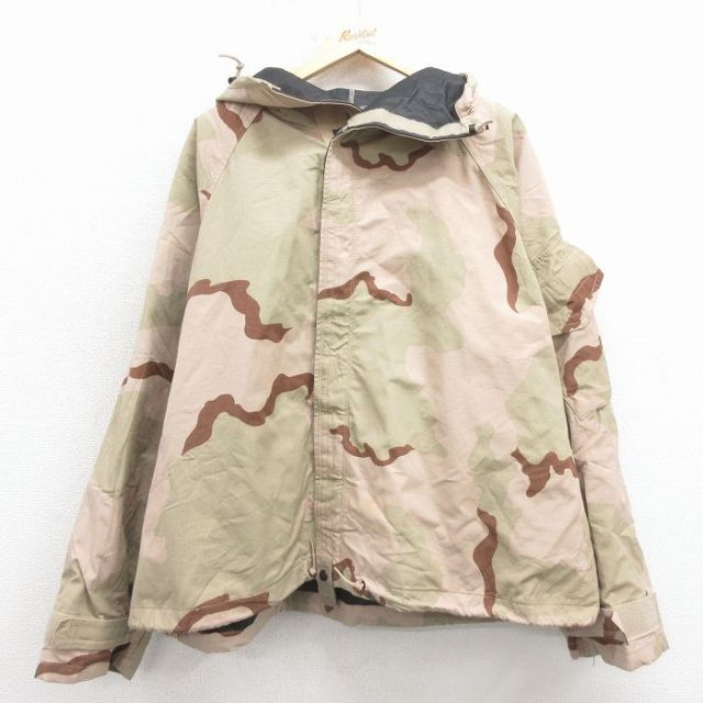 XL★古着 長袖 ミリタリー ジャケット パーカー メンズ 00年代 00s ケミカルプロテクティブ リップストップ デザートカモ 大きいサイズ ラグラン ベージュ 迷彩【spe】 25dec24