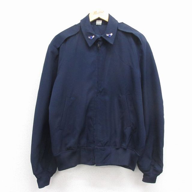 L★古着 長袖 ミリタリー ジャケット メンズ 80年代 80s USAF USA製 紺 26jan07