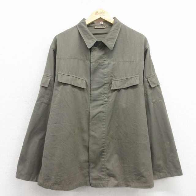 L★古着 長袖 ミリタリー ジャケット メンズ ドイツ軍 濃緑 26jan07