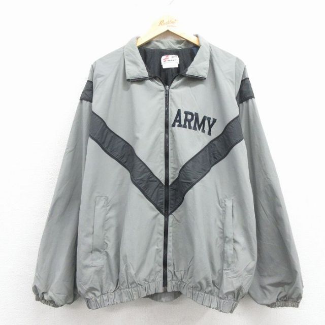XL★古着 長袖 ミリタリー ナイロン ジャケット メンズ 90年代 90s アーミー ARMY リフレクター USA製 グレー 内側メッシュ【spe】 26jan07