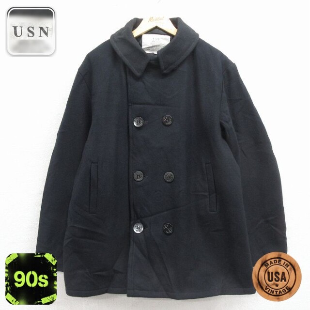 【50%OFF】ミリタリー 90s ピーコート 内側キルティング ブラック XL | 古着