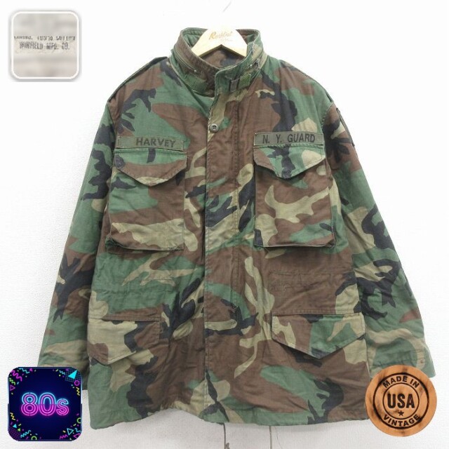 【50%OFF】80s M-65ミリタリージャケット ウッドランドカモ グリーン L | 古着