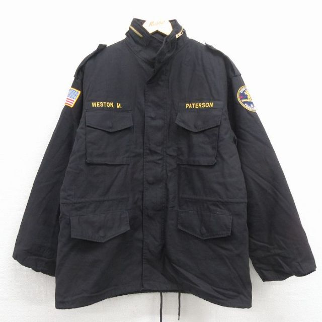 XL★古着 ロスコ 長袖 ミリタリー フィールド ジャケット メンズ M-65 ポリス ライナー付き 黒 26jan17