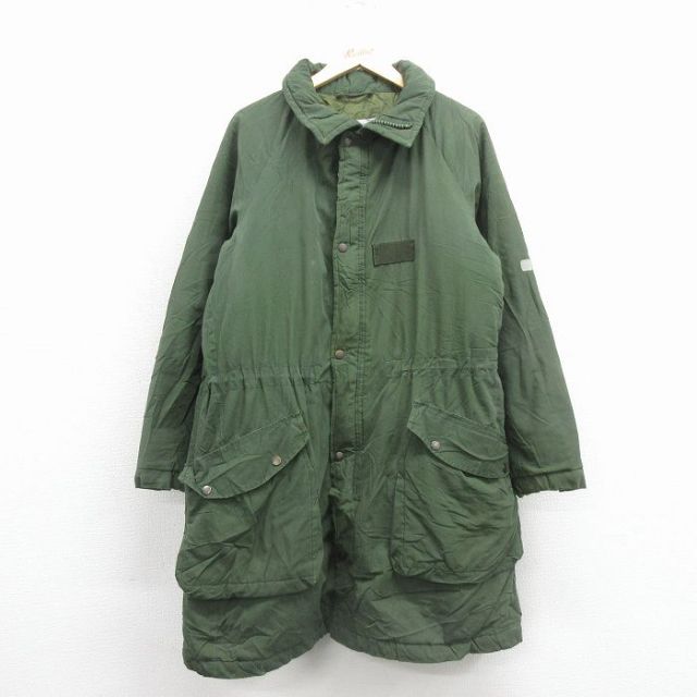 XL★古着 長袖 ミリタリー フィールド ジャケット メンズ 90年代 90s M90 スウェーデン軍 大きいサイズ ロング丈 ラグラン 緑 内側キルティング 26jan17