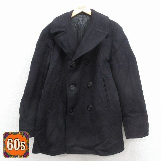 【50%OFF】60s ミリタリーピーコート ポケット内側コーデュロイ ブラック M | 古着